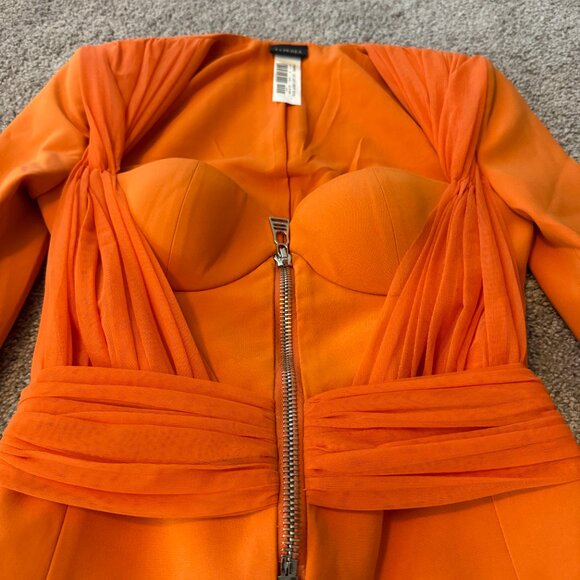 La Perla Runway Orange Crop Top Jacket Built In Bra Brand New Size 2 US 38 IT - Picture 3 of 12